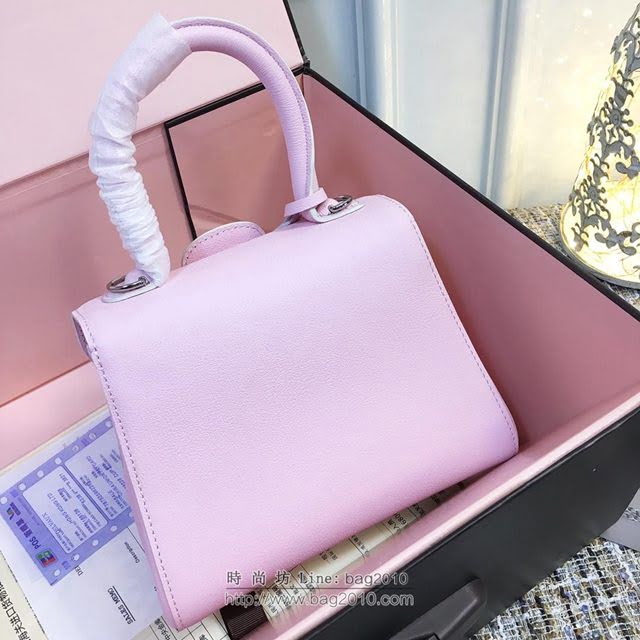 DELVAUX女包 頂級原單 Brillant系列 DV0020粉色銀扣 大號 德爾沃女手提包 顆粒紋牛皮 DELVAUX單肩包  fcs1011